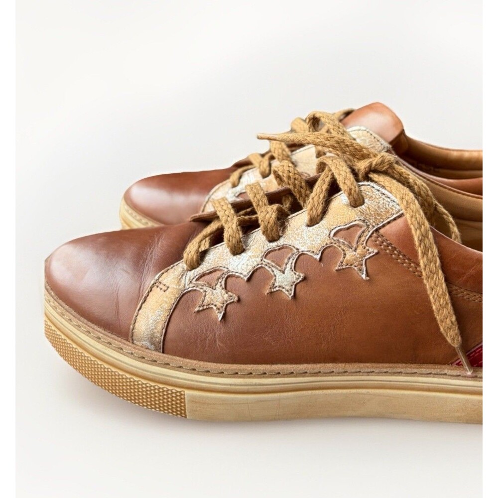 Lucchese Bootmaker Women’s Leather Saddle Shoes Size 8 Sneaker Brown Red Western - Picture 3 of 10